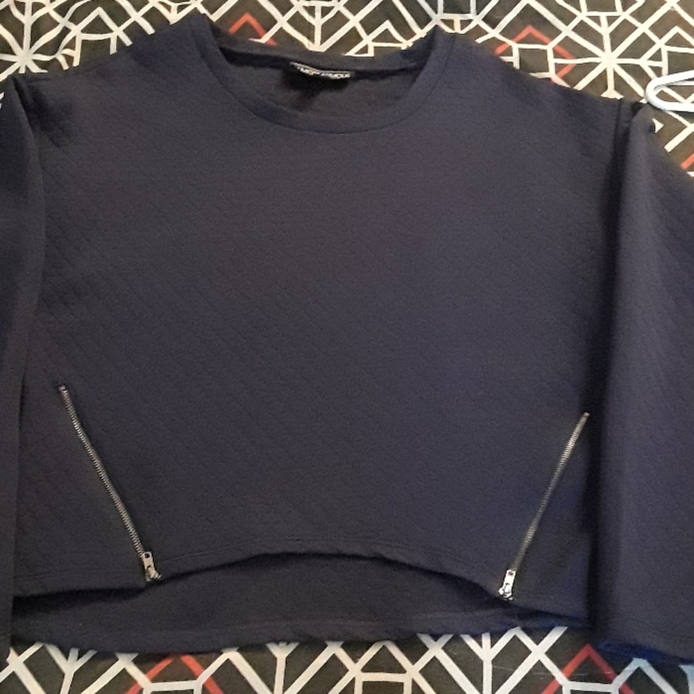 Navy Quilted Sweatshirt